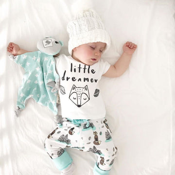 Newborn Baby Clothes Set T-shirt Tops+Pants Little Boys and Girls Outfits - Trolley Cart